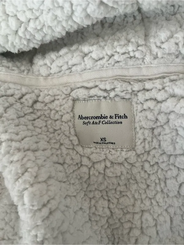 Abercrombie & Fitch Y2K Hoodie Womens XS White Sherpa Lined Full Zip Vintage - Image 12