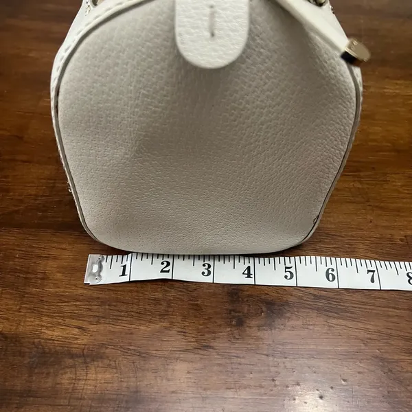 Vintage Y2K Kate Spade White Leather Barrel Satchel Handbag - Image 13
