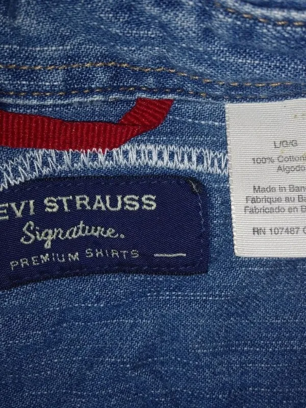 Levis Signature Jeans L Horse Equestrian Scenery Western Shirt Denim Top - Image 3
