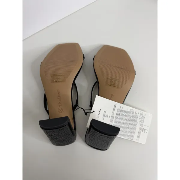NWT The Drop Avery Square Toe‎ Two Strap Heeled Sandal Black Size 7.5 Workwear - Image 6