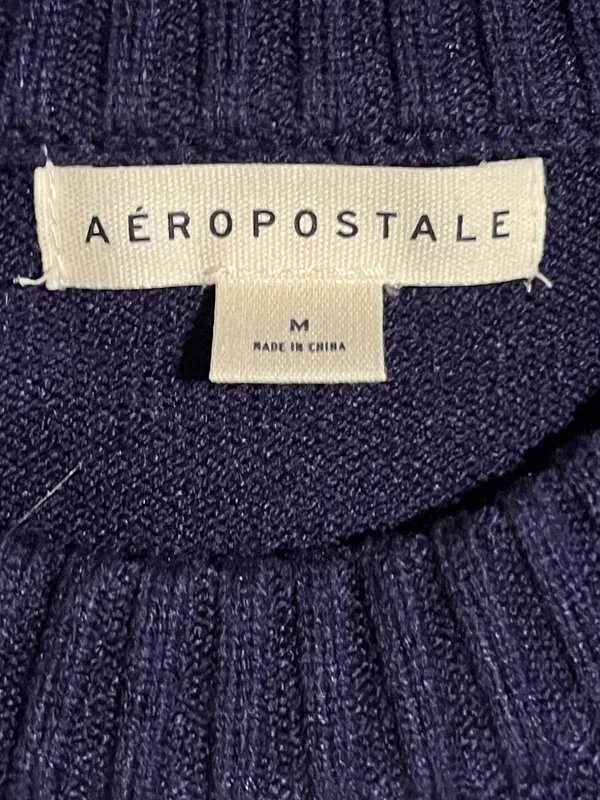 Aeropostale Womens medium Navy Blue Varsity. "87" Knit Sweater Cropped Crewneck - Image 5