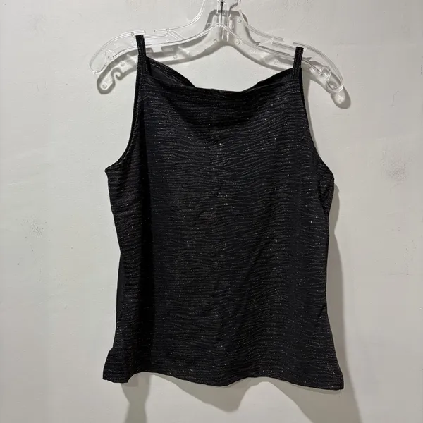 Vintage Y2K Fashion Bug tank top‎ Size Large Black Sparkles Party Zebra Print - Image 2