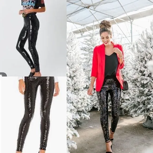 TART Black sequin full length leggings - Image 2