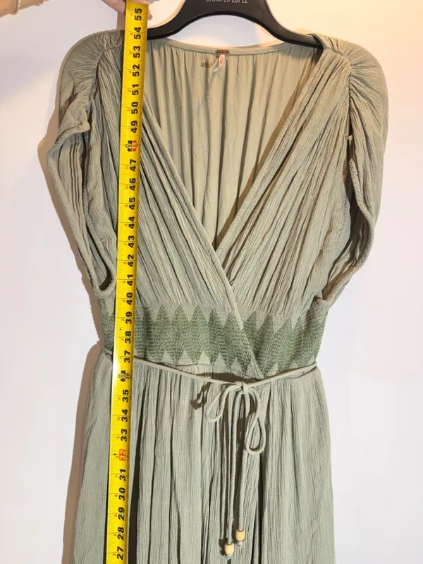 Free People Devon Ivory Black Embroidered High Slit Faux Wrap Maxi Dress S - Image 7