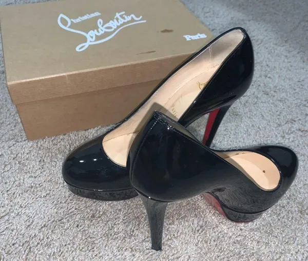 Christian Louboutin Black Bianca 140 Red Bottoms Size 8.5 - Image 2