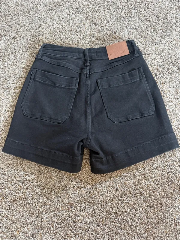 Judy Blue Black High-Waist Button-Front Shorts - Image 4