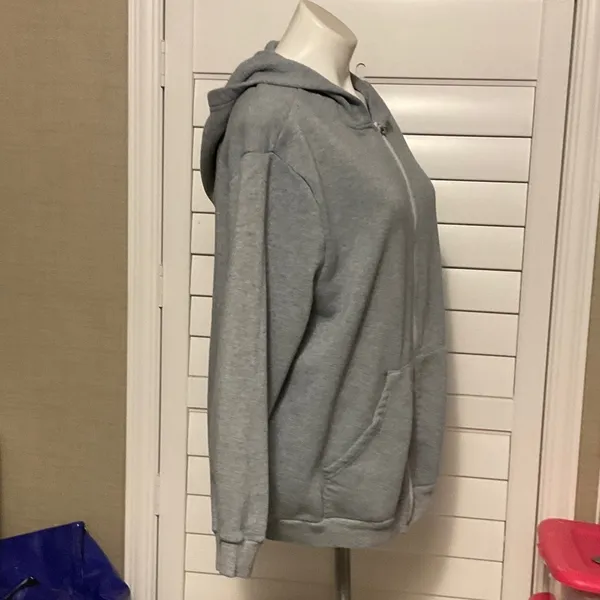 SHEIN Gray Zip-Up Hoodie - Image 3