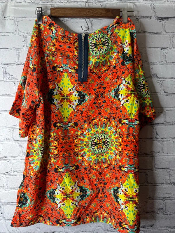 Kut from the cloth Vibrant Orange & Neon Printed Tunic Top medium - Image 8