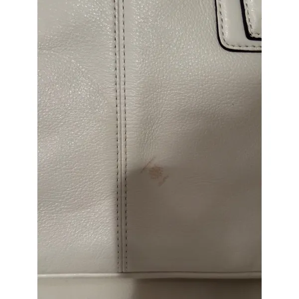 Coach White Pebbled Leather‎ Tote Bag Gold Hardware Crossbody Bag vintage - Image 4