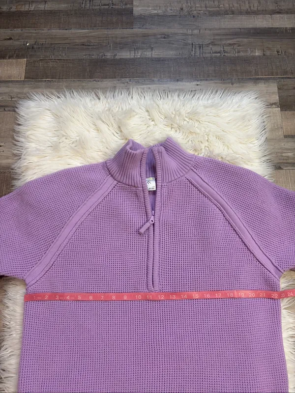 Aerie Offline Cool Down quarter zip slouchy waffle sweater Lively Lilac L - Image 9