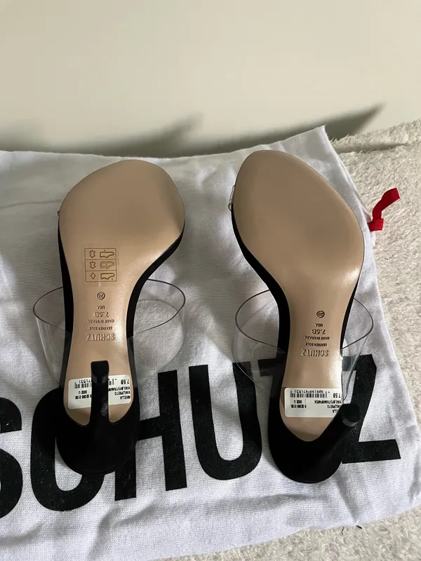 NWT Schutz Ariella Heel in Black & Transparente High Heels - Image 5