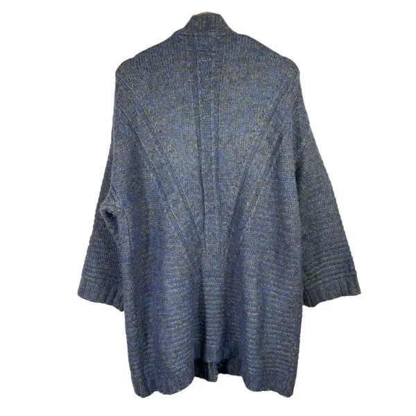 World Market Women Open Cardigan Sweater One Size Blue Gray Wool Blend Lagenlook - Image 2
