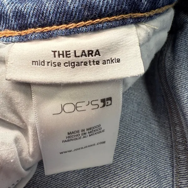 Joes Jeans The Lara Mid Rise Cigarette Ankle‎ Jeans Distressed Raw Hem Blue 28 - Image 4