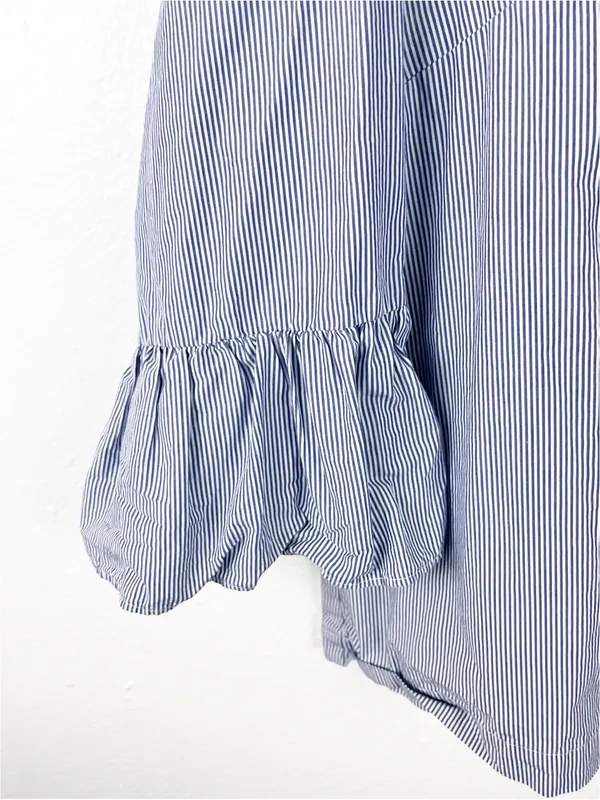 MADEWELL Blue White Striped 100% Cotton 3/4 Bell Sleeves Poplin Top Size Medium - Image 8