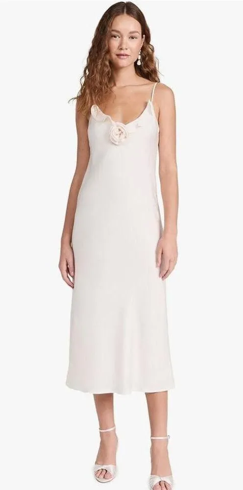 NWT WAYF Slip Midi Dress Bow Front Satin Size Medium - Image 7