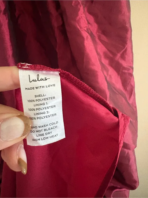 Lulus Poised Passion Wine Red Taffeta Pleated Ruffled Midi Dress Size Large NWT - Image 10