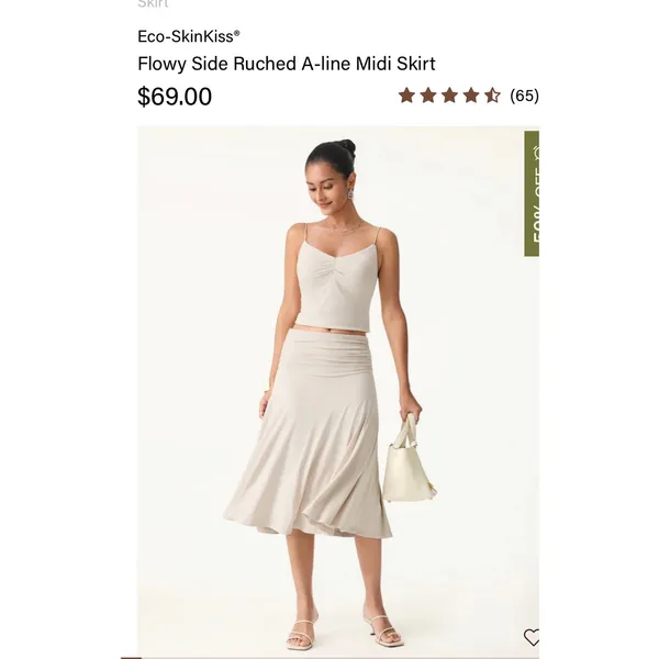 Brand New OGL Women's Size Medium Fog Flowy Side Ruched A Line Midi Skirt - Image 3