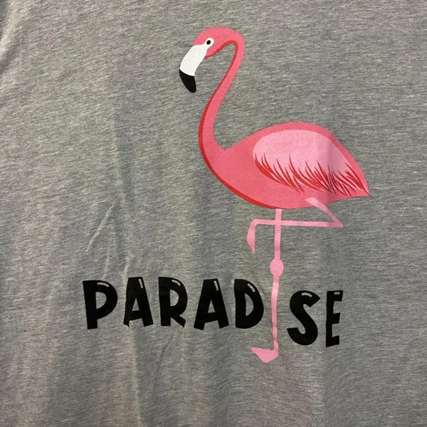 Paradise Flamingo Gray Tshirt size L/XL - Image 2