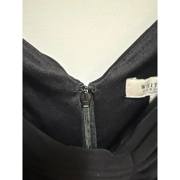 White House Black Market Black Ruched Empire Waist Cocktail Dress Size 2 LBD - Image 7