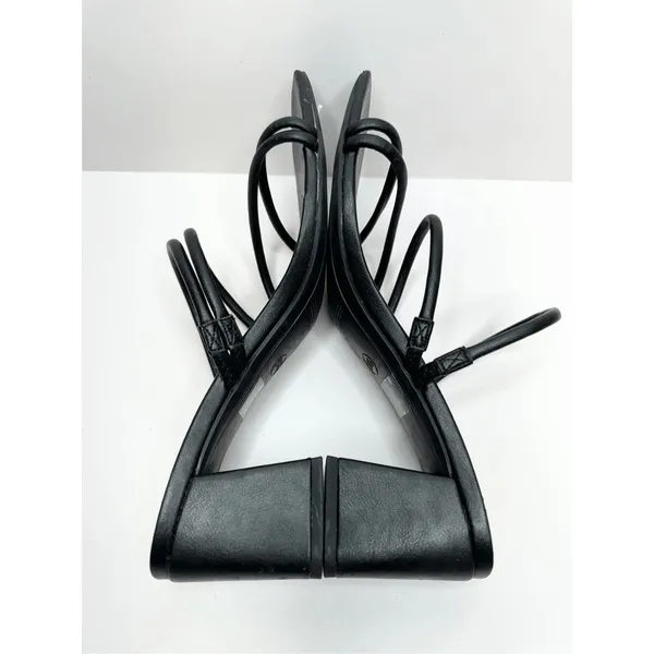 A new day Sandals Strappy Black‎ Block Heel Size 9.5 Square Open Toe - Image 6