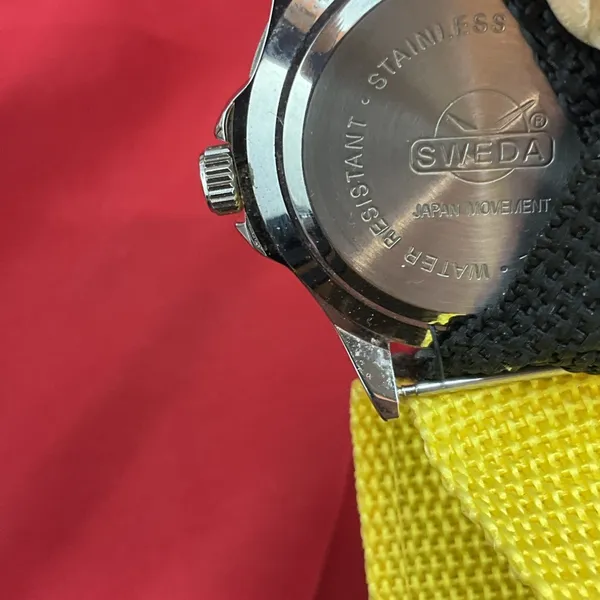 Black Yellow & Silver Toned Wristwatch Luminous Hands‎ New Battery - Image 3