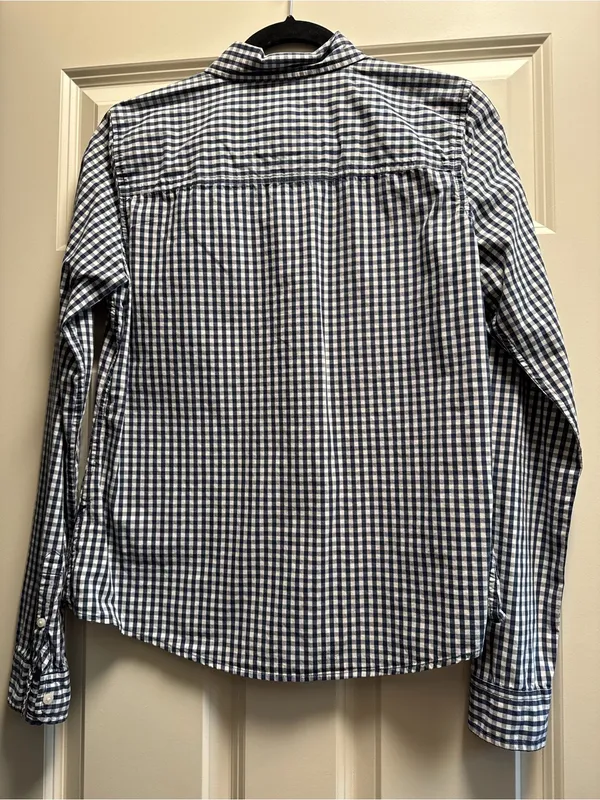 Abercrombie & Fitch Navy and White Gingham Button-Down Shirt - Image 3