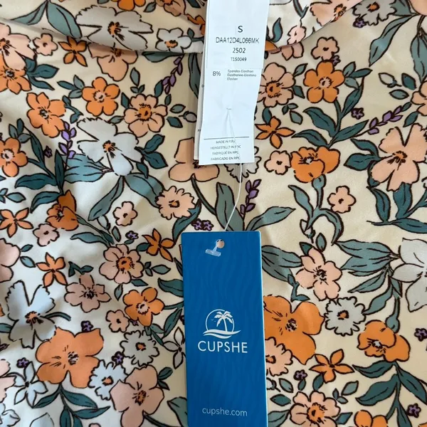 CupShe NEW Women's Apricot Floral 2 Piece Tankini Swimsuit Swimwear Size S #2602 - Image 7