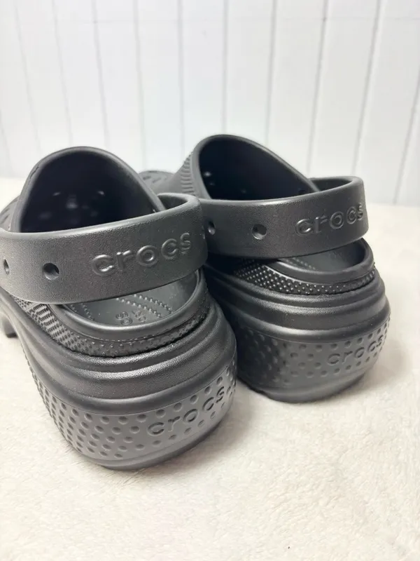 Crocs Stomp platform‎ Black Clogs mens 7 women's 9 triple black elevated NEW - Image 10