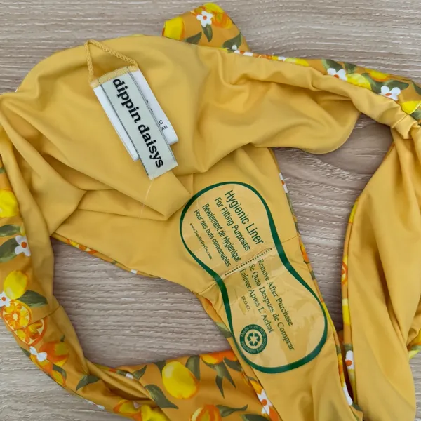 Dippin' Daisy's XS/Large NEW Roma Bikini Set Tie‎ Yellow Lemons Floral High Waist - Image 5