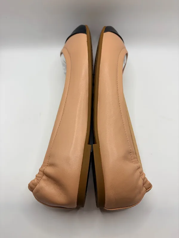 Coach Bonnie Leather Ballet Flats 8.5B Nude Pink Black Cap Toe Quiet Luxury Preppy - Image 6