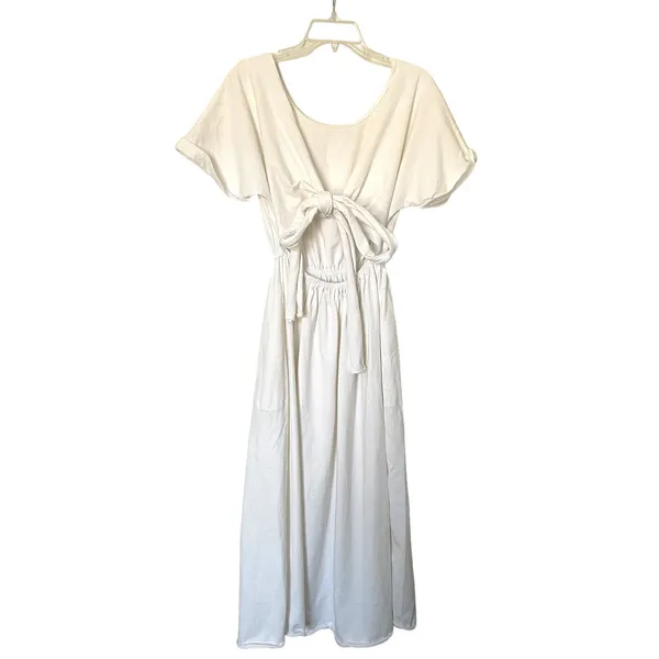 Free People Boho Bohemian Sexy Tie Back Open Back Maxi Dress Cream Size XS - Image 5