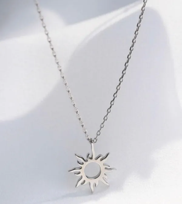925 Silver Plated Sun Pendant Necklace for Women - Image 3