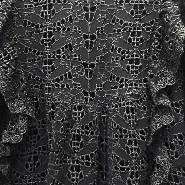 Anthropologie Clementine Eyelet Lace Blouse Black Ruffle Puff Sleeve Size 6 - Image 9