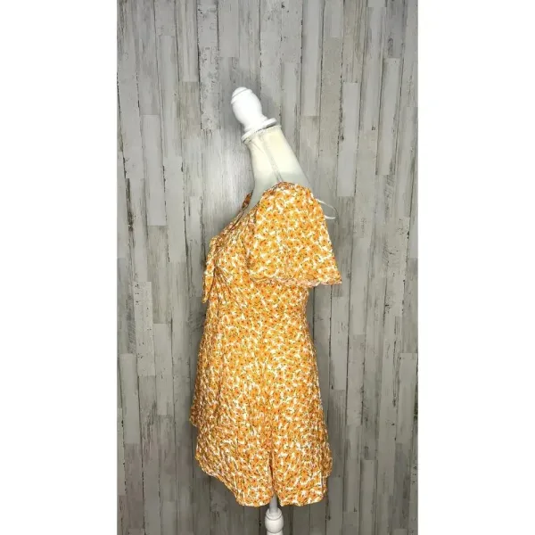 MINKPINK Women's Size‎ Small Sun Valley Orange V-Neck Floral Mini Dress - Image 8
