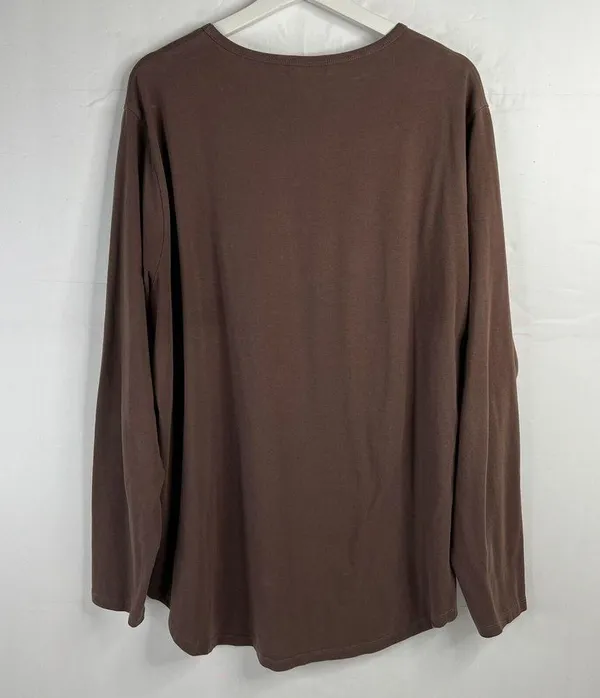 Nuuds Sz XXL Tee T-Shirt Crewneck Long Sleeve Loose Fit Curved Hem Stretch Brown - Image 7