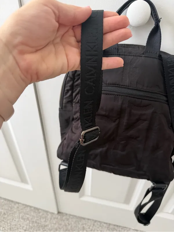 Calvin Klein Black Minimalist Nylon Mini Backpack Purse - Image 4