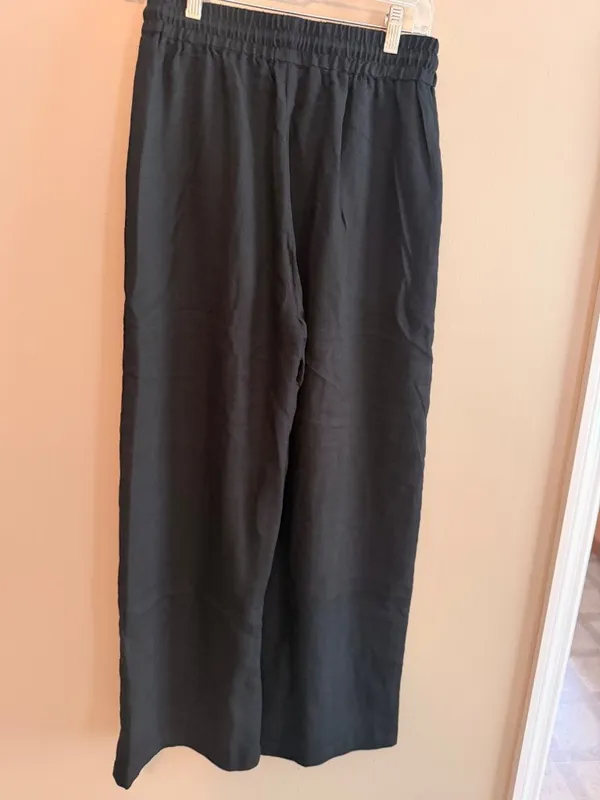 Halara Womens Small linin-like Black Wide-Leg Pants With Drawstring Waist - Size - Image 4