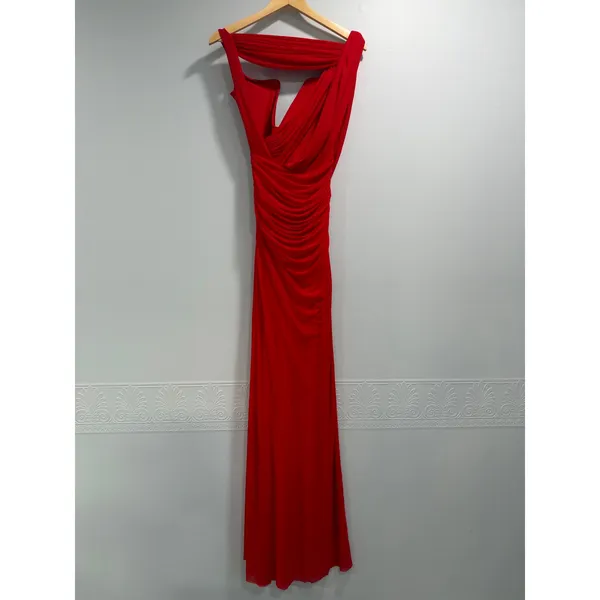 Deme by Gabriella Adrianna Romantic Draped Ethereal Formal Dress NWT Red S $405 - Image 4