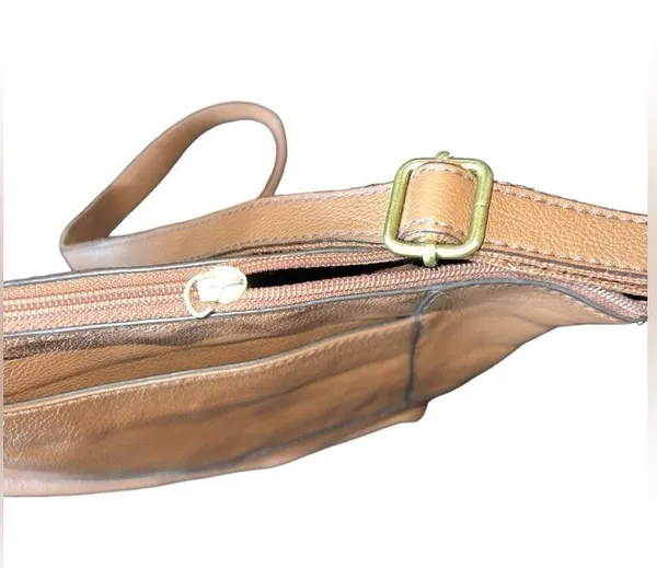Fossil Brown Leather Shoulder Bag Adjustable Strap - Image 6