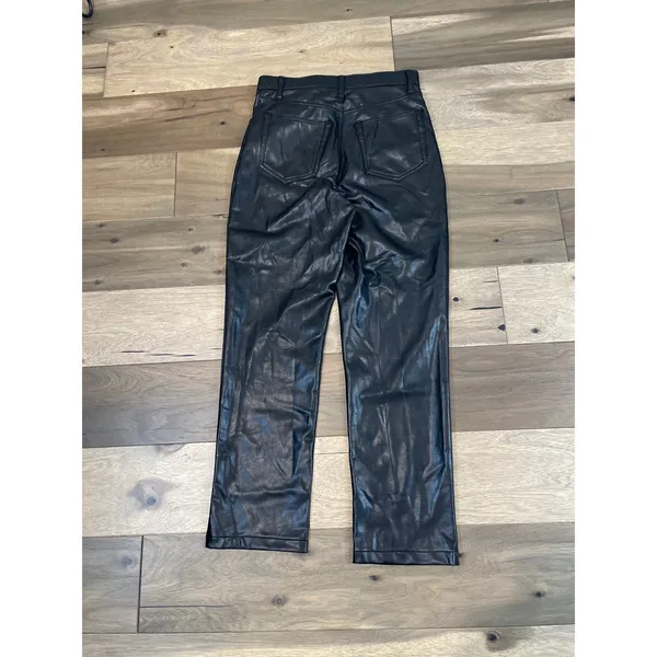 Abercrombie & Fitch ’90s Straight Ultra High Rise Faux Leather Pants Sz 6 Black - Image 10