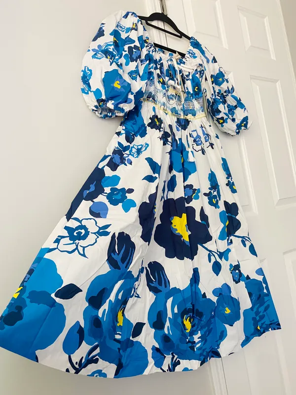 Tracy Reese Plenty by Off-the-shoulder Puff Sleeve Smocked Dress, S - Image 9