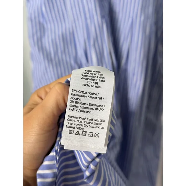 J.Crew Shirtdress Blue White Striped Short Sleeve Fit Flare Organic Cotton - Image 6