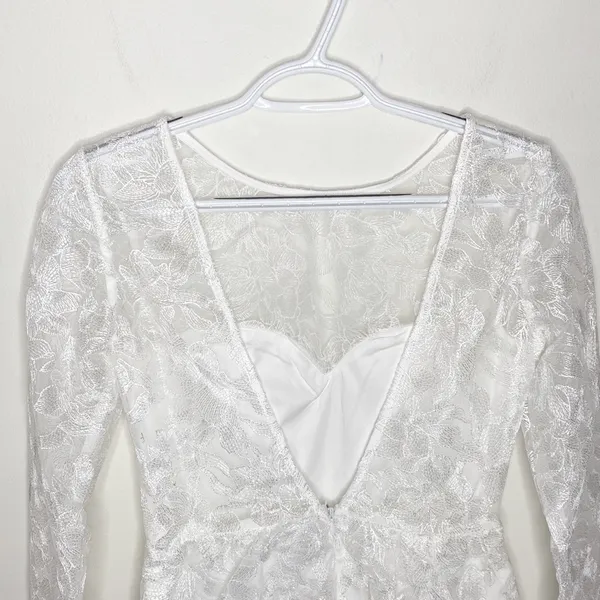 Lulus My Clarity Ivory Mesh Floral Embroidered Romper size S - Image 6