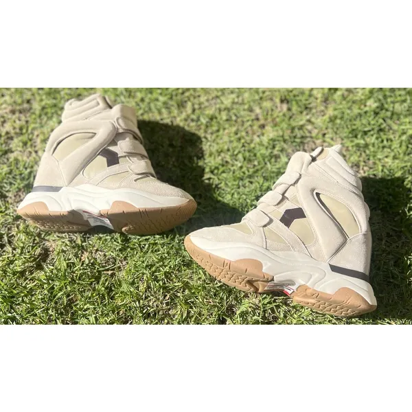 ISABEL MARANT Women’s Balskee High-Top Leather Wedge Sneakers Beige Suede EU 38 - Image 7