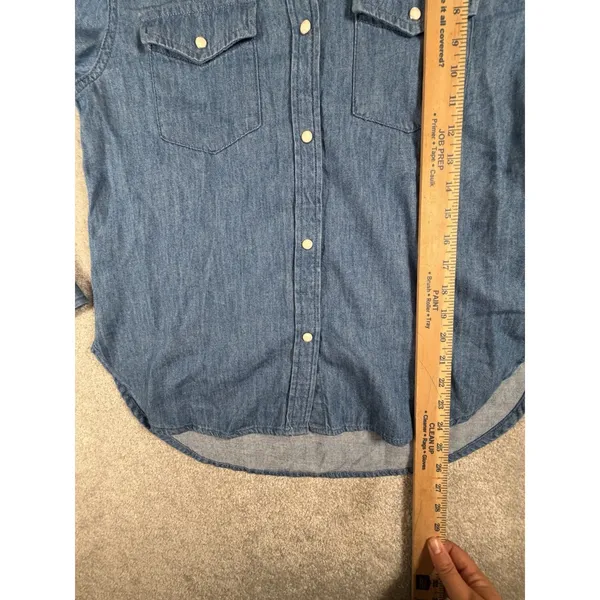 lola river‎ denim pearl snap shirt Xs - Image 5