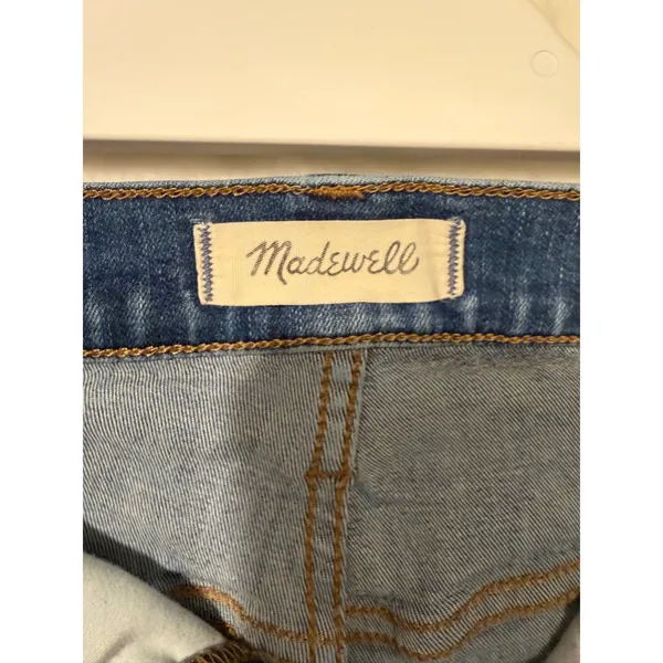 Madewell Cali Demi-Boot Jeans Womens 30 High Rise Raw Hem Medium Wash Blue Flare - Image 2