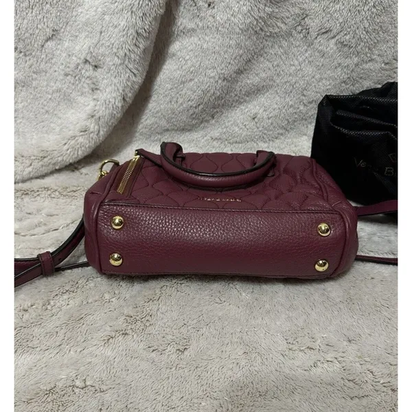 Vera Bradley Mini Crossbody Handbag "Marlo" Quilted Leather in Claret (wine) EUC - Image 4
