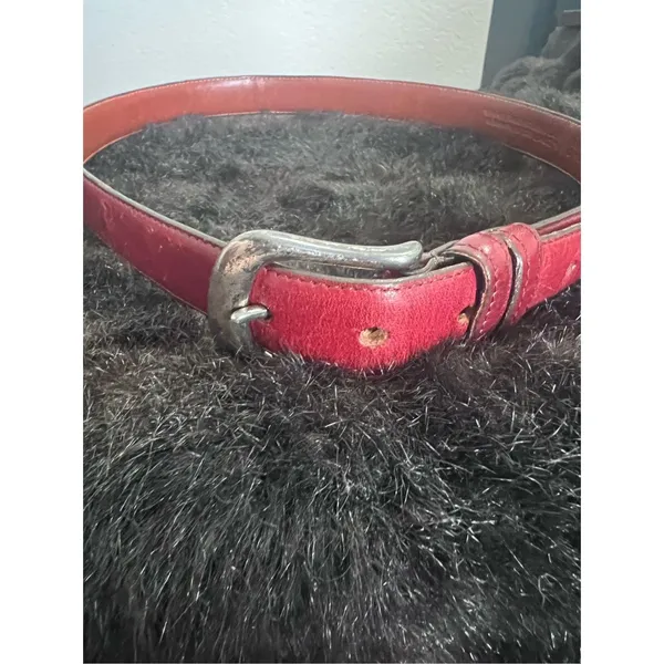 Vintage Coach Red Belt 32 Real Glove Tanned Cowhide Leather Solid Brass - Image 2