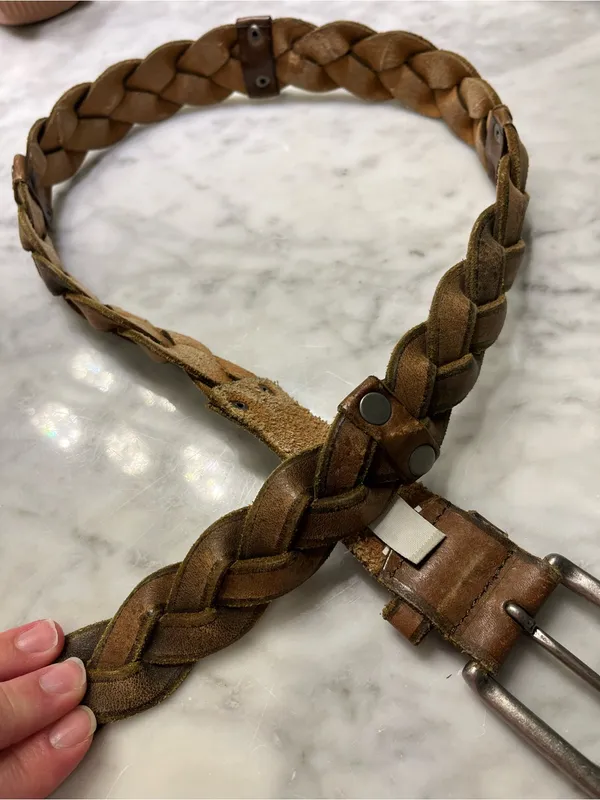 Fossil Braided Tan Leather Belt with Silver Buckle - Image 7