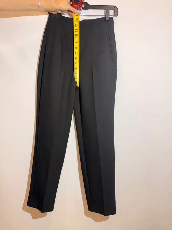ZARA Black High Waist Front Seam Straight Leg Tailored Trousers Pants Size S - Image 5